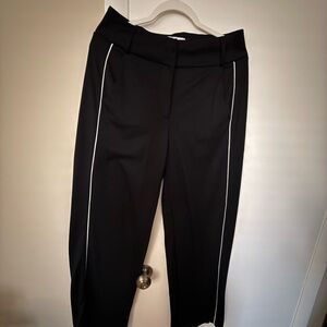Liz Claiborne Black Straight-Leg Pants with White Piping